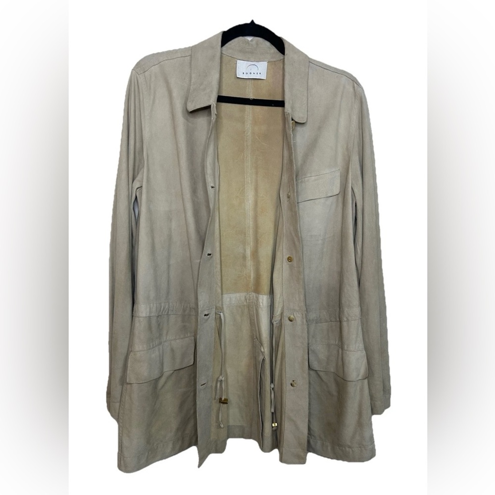 VTG BOGNER Tan Suede Luxury Shacket Rugged Countryside Barn Coat Womens M/L